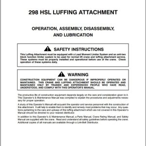 Link Belt Crane 298 HSL Luffering Attachment Operation Manual (1)