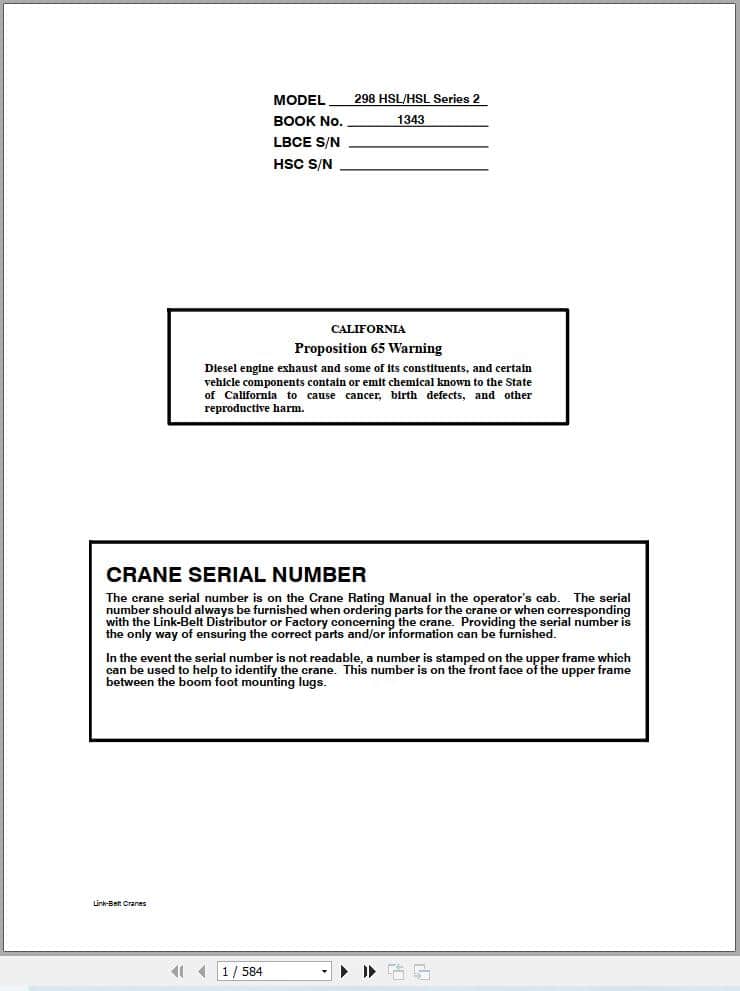 Link Belt Crane 298 HSL Service Manual (1)