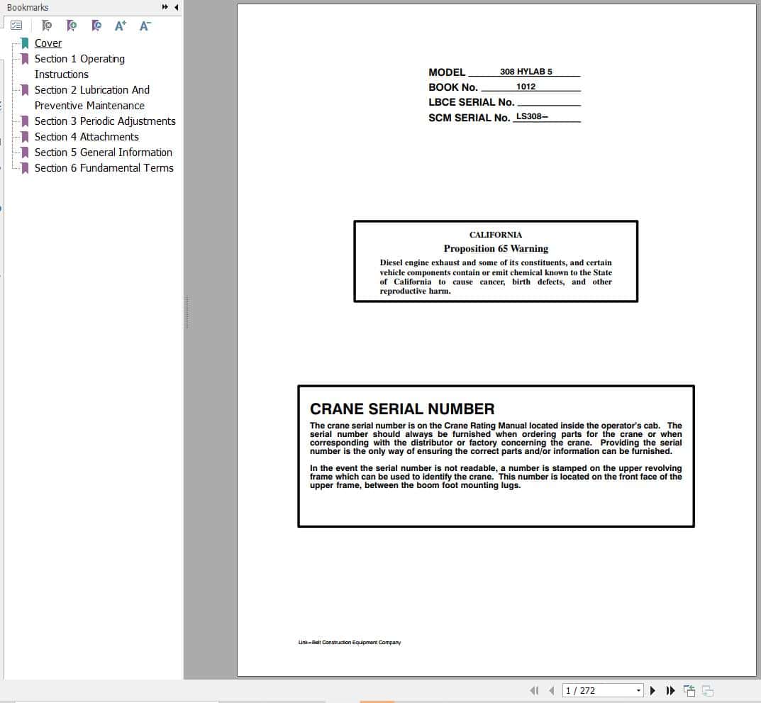 Link Belt Crane 308 HYLAB 5 Operation Manual (1)