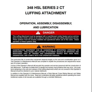 Link Belt Crane 348 HSL Series 2 CT Luffering Attachment Operation Manual (1)