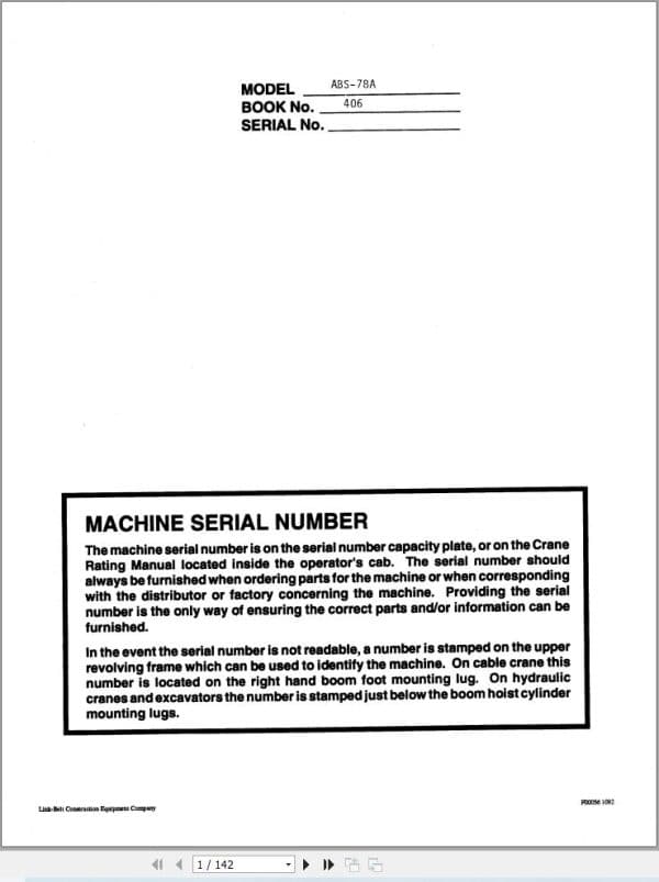 Link Belt Crane ABS 78A Service Manual (1)