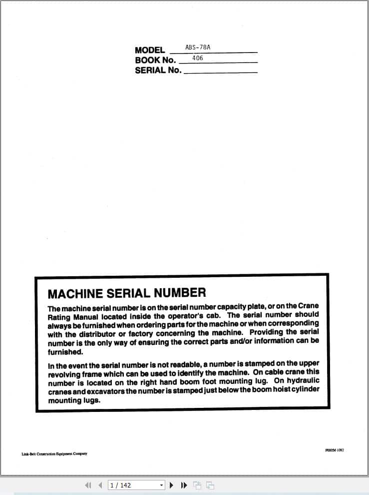 Link Belt Crane ABS 78A Service Manual (1)