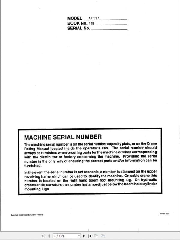 Link Belt Crane API 78A Operation Manual 465 (1)