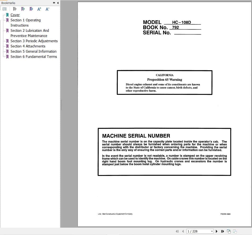 Link Belt Crane HC 108D Operation Manual (1)