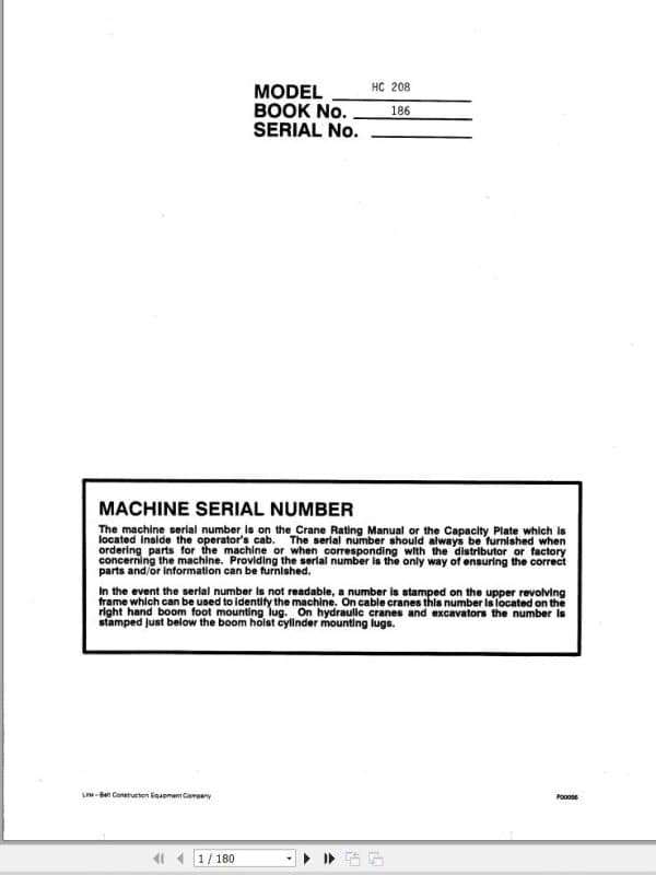 Link Belt Crane HC 208 Operation Manual 186 (1)