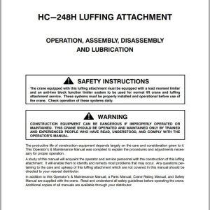 Link Belt Crane HC 248H Luffing Attachment Operation Manual (1)