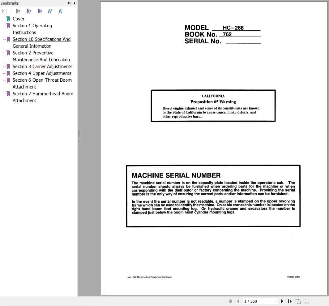 Link Belt Crane HC 268 Operation Manual (1)