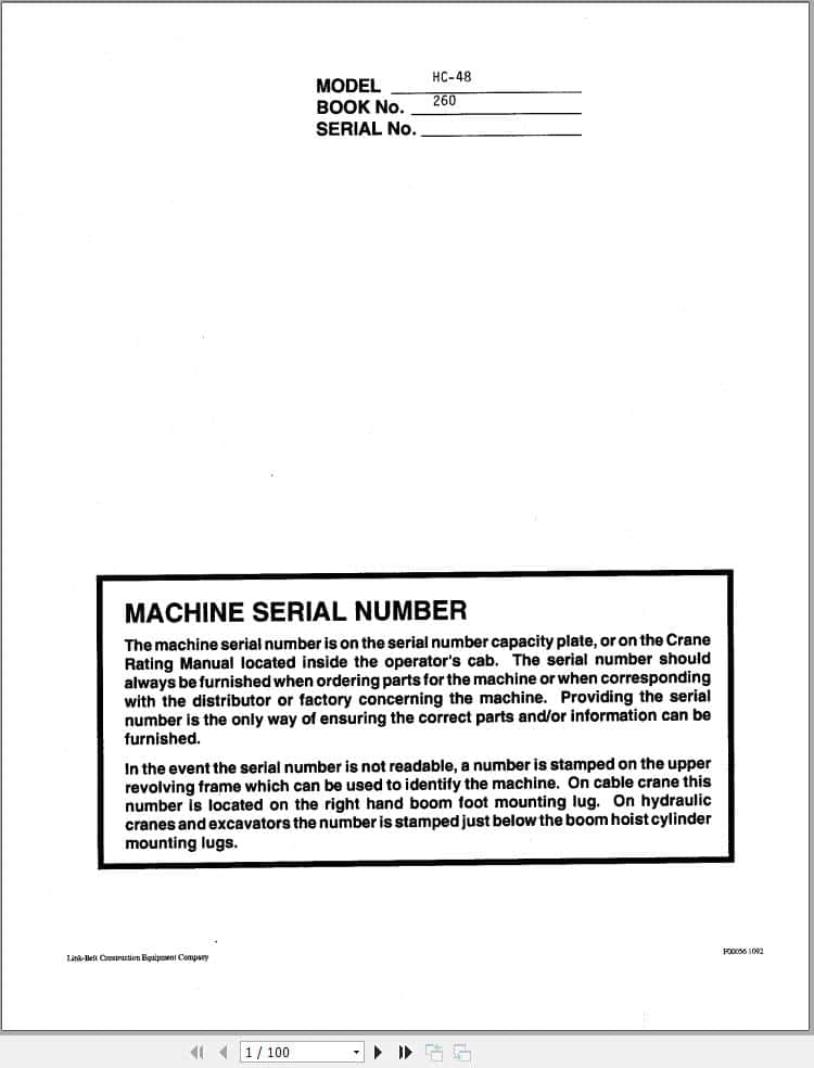 Link Belt Crane HC 48 Operation Manual 260 (1)