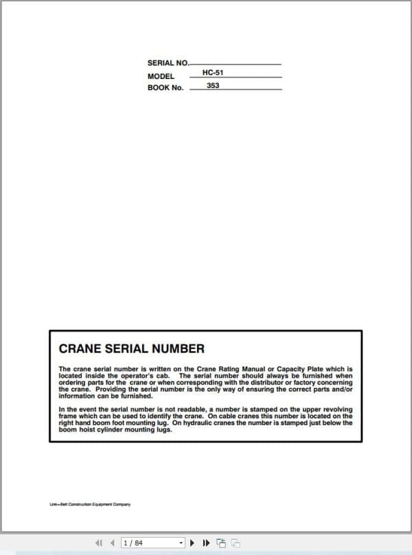 Link Belt Crane HC 51 Service Manual (1)