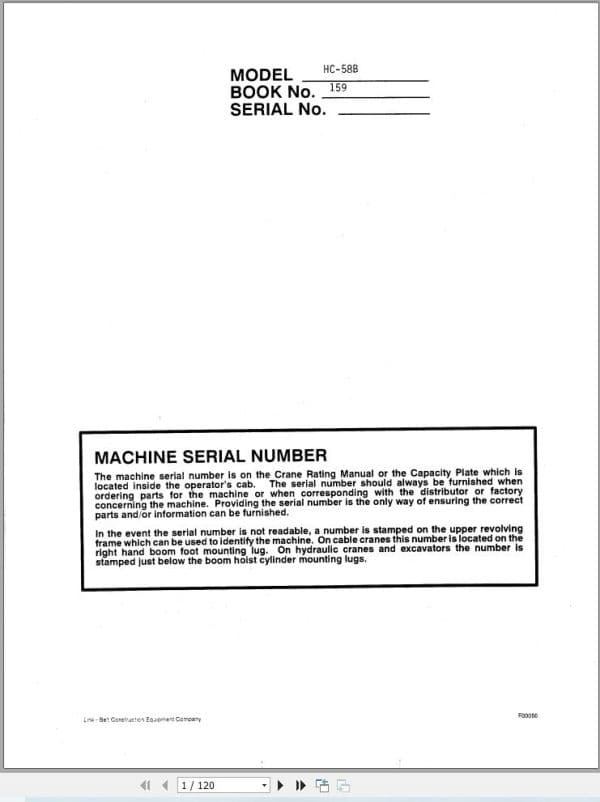 Link Belt Crane HC 58B Service Manual (1)