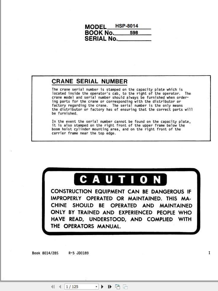 Link Belt Crane HSP 8014 Operation Manual 598 (1)