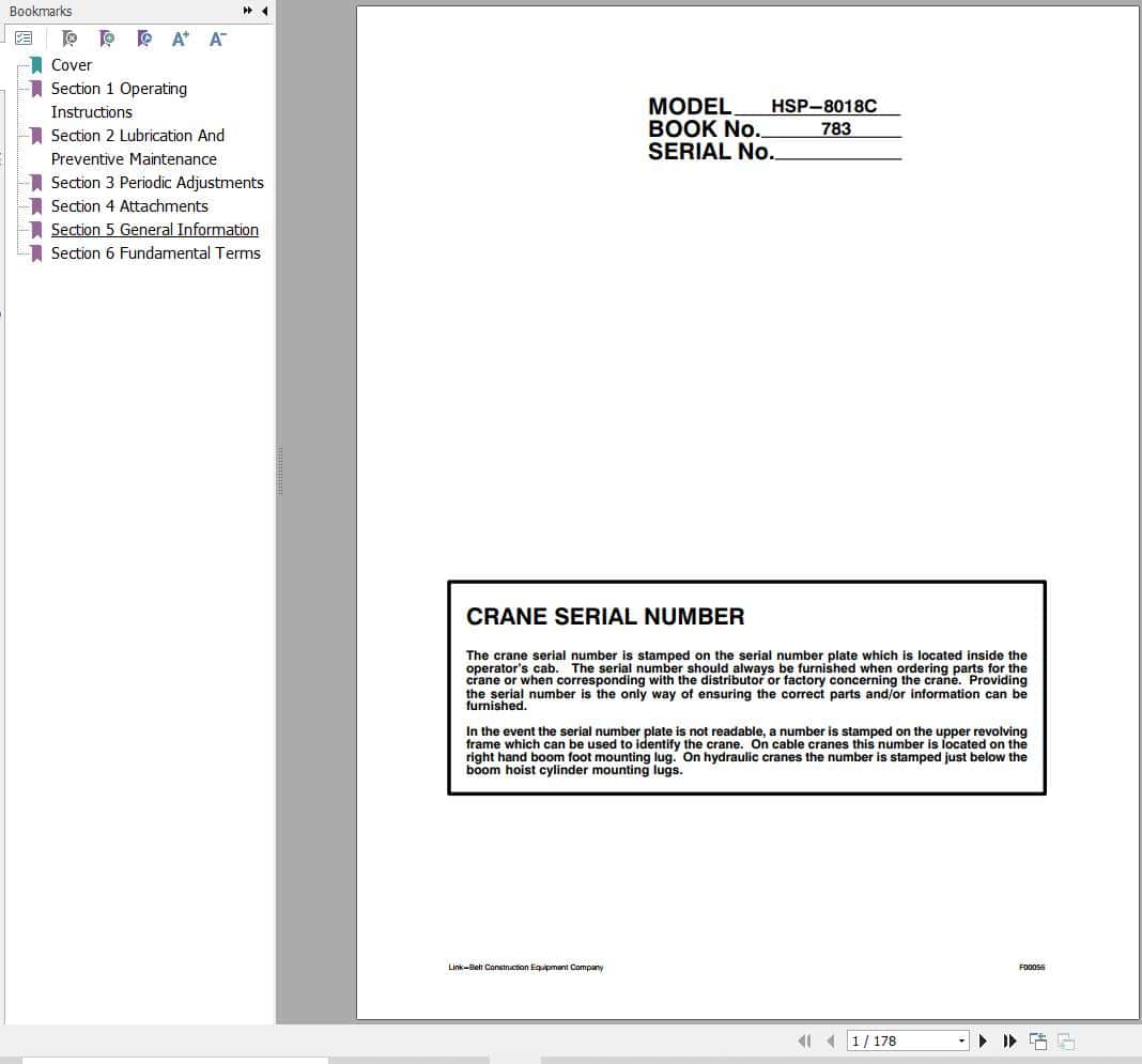 Link Belt Crane HSP 8018C Operation Manual (1)