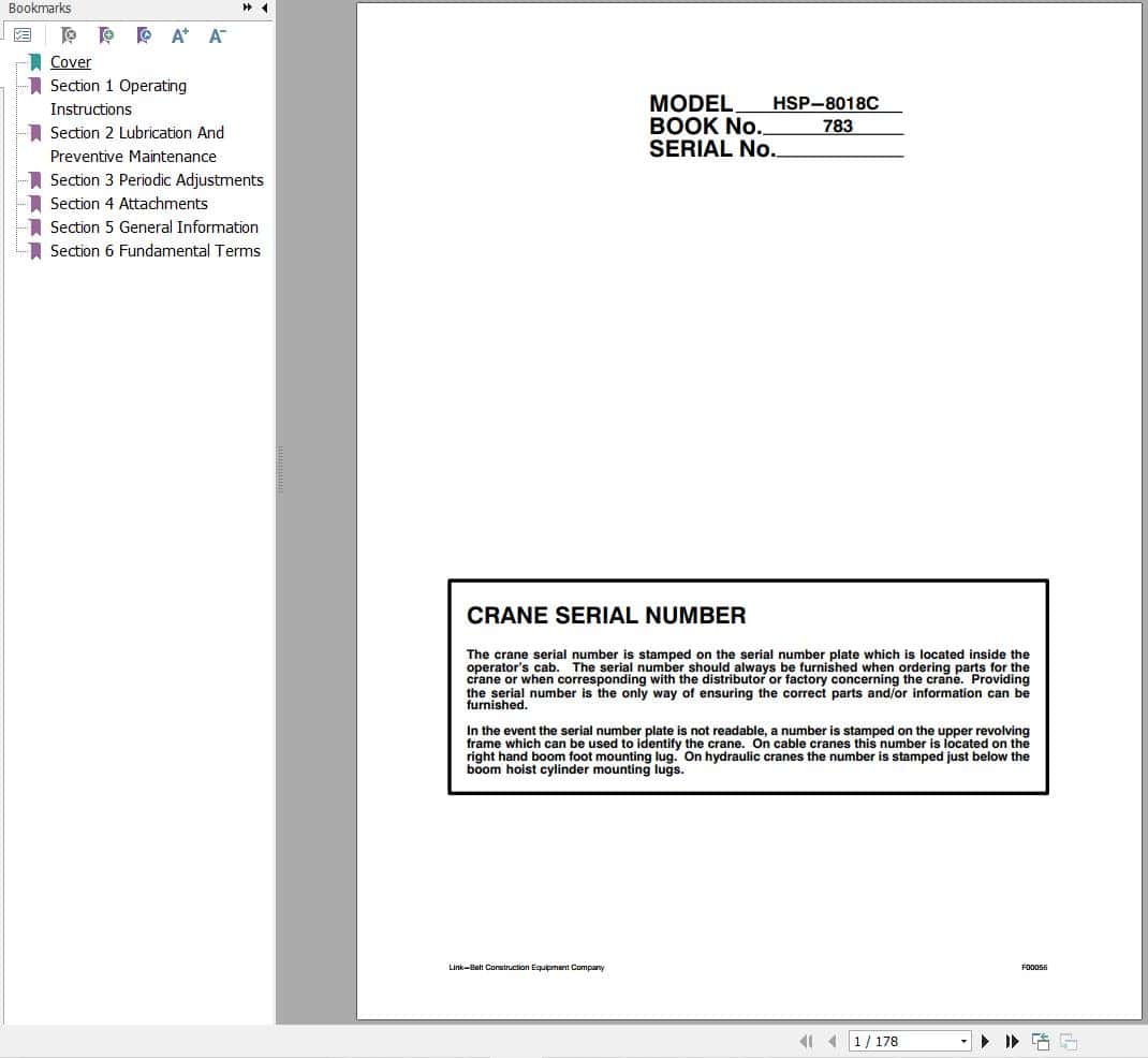 Link Belt Crane HSP 8022C Operation Manual (1)