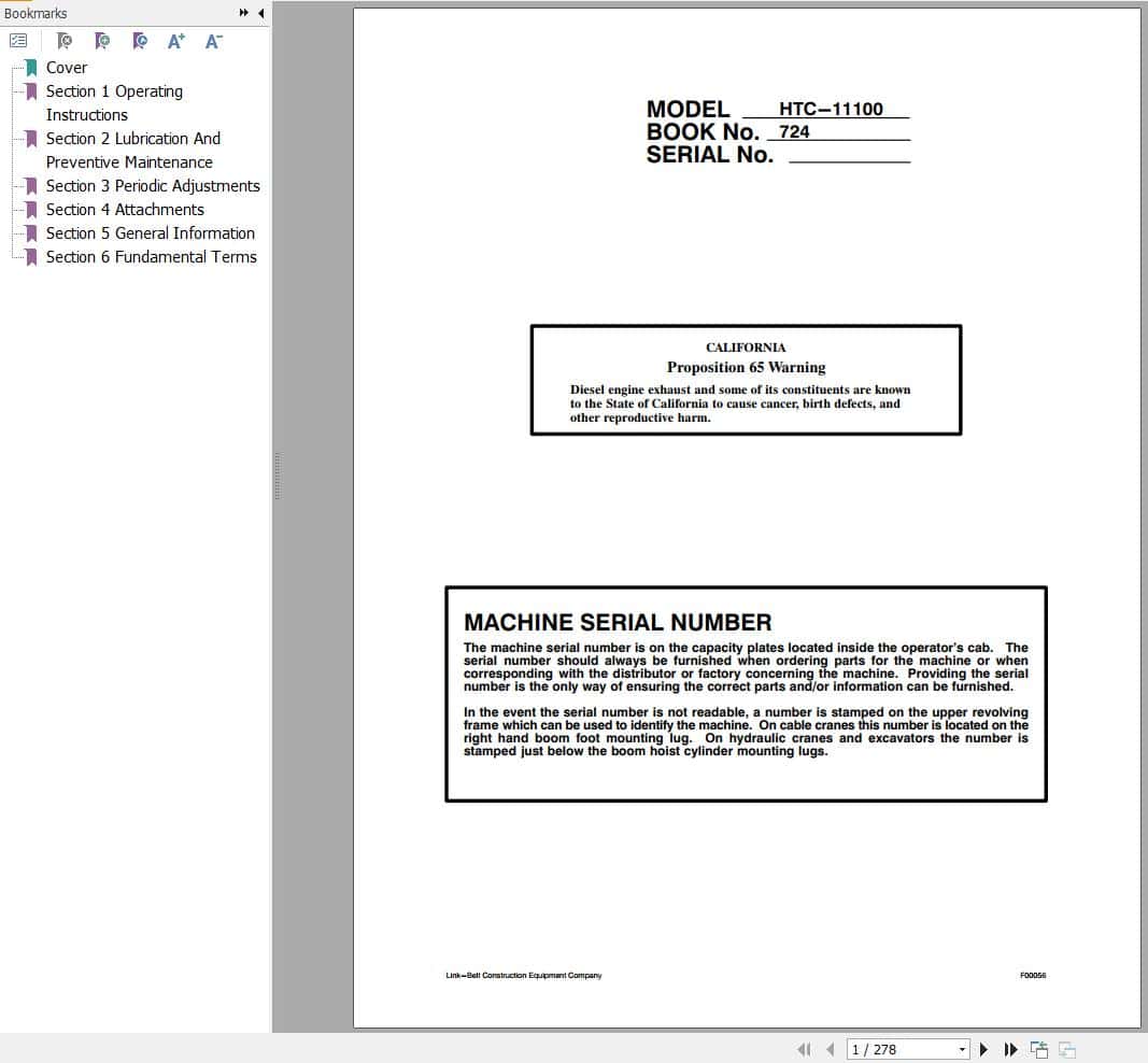 Link Belt Crane HTC 1190 Operation Manual (1)