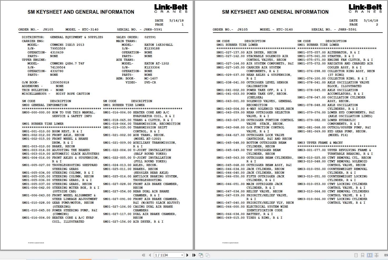 Link Belt Crane HTC 3140 Service Manual (1)