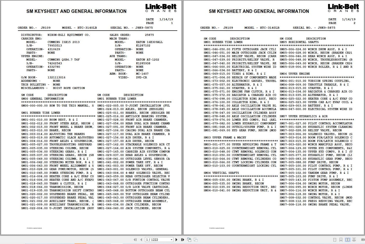 Link Belt Crane HTC 3140LB Service Manual (1)