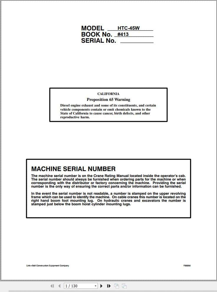 Link Belt Crane HTC 45W Operation Manual 413 (1)