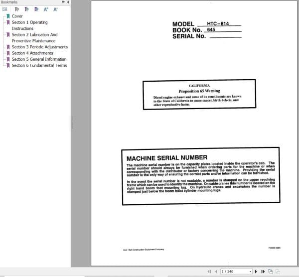 Link Belt Crane HTC 820 Operation Manual (1)