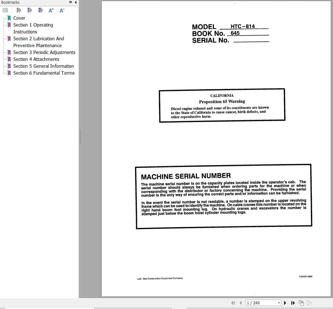 Link Belt Crane HTC 820 Operation Manual (1)