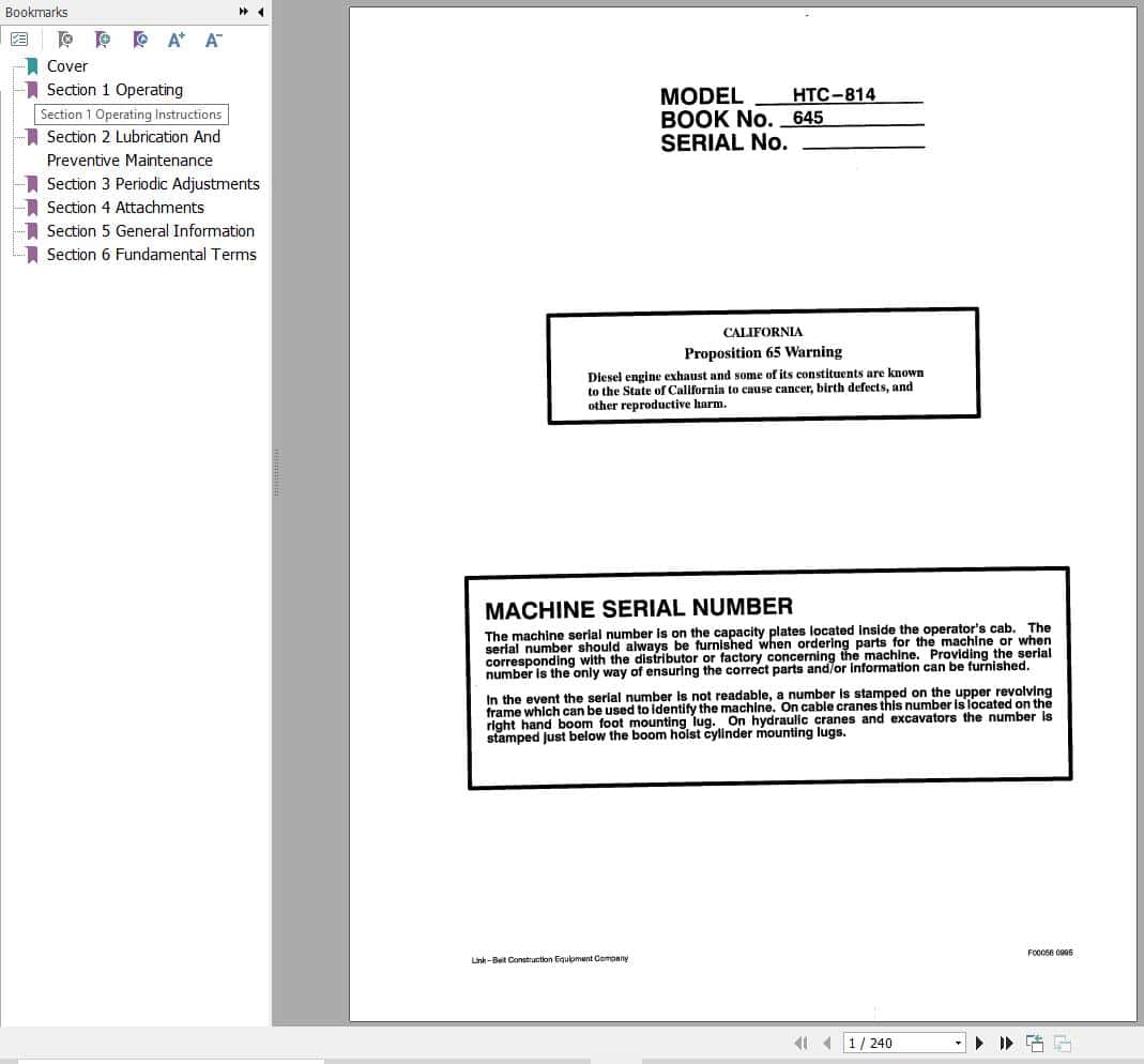 Link Belt Crane HTC 830 Operation Manual (1)