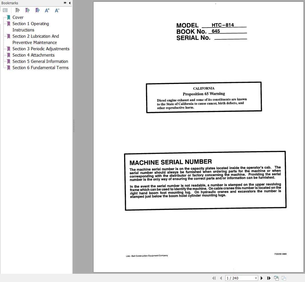 Link Belt Crane HTC 860 Operation Manual (1)