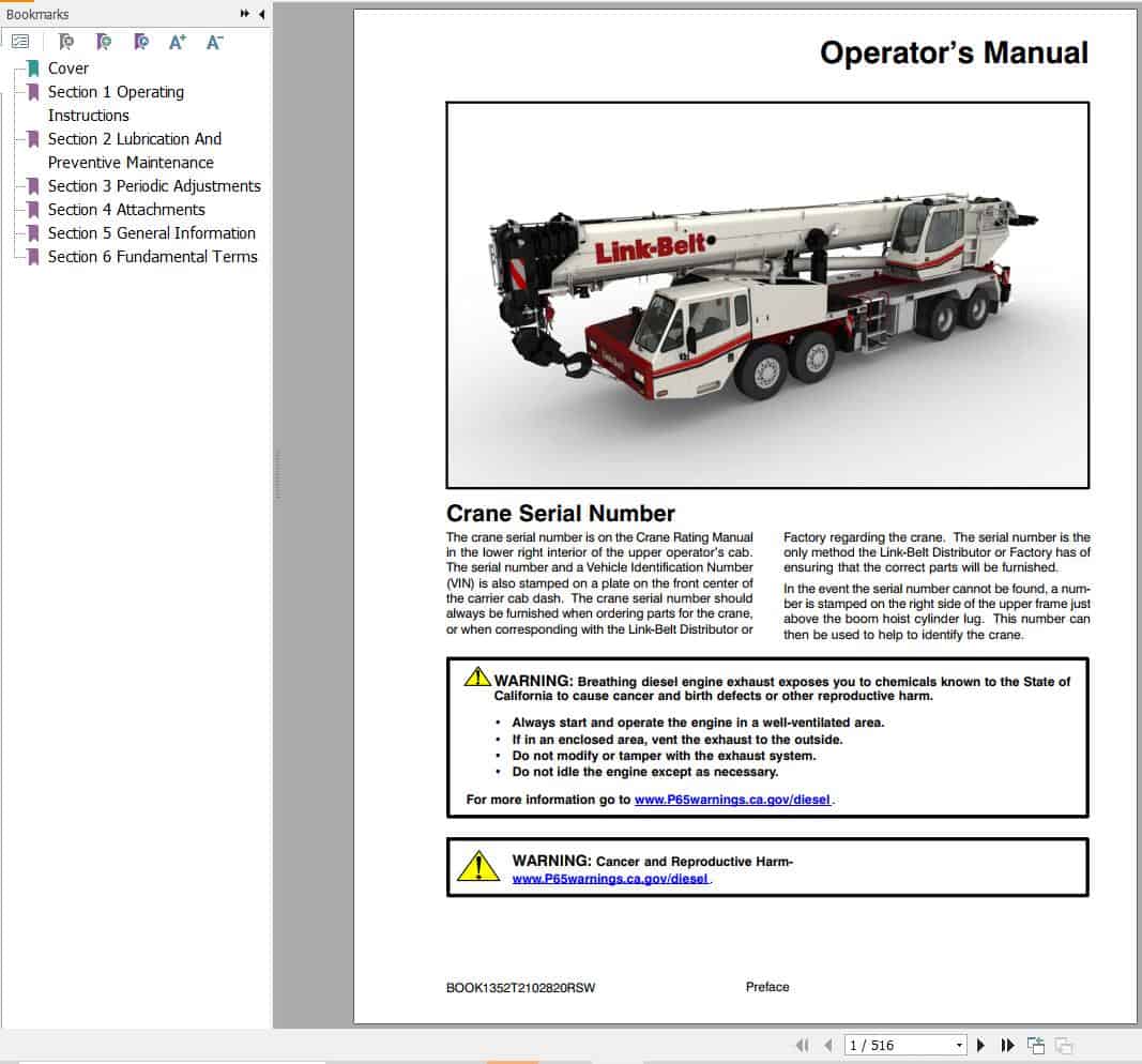 Link Belt Crane HTC 86110 Operation Manual (1)