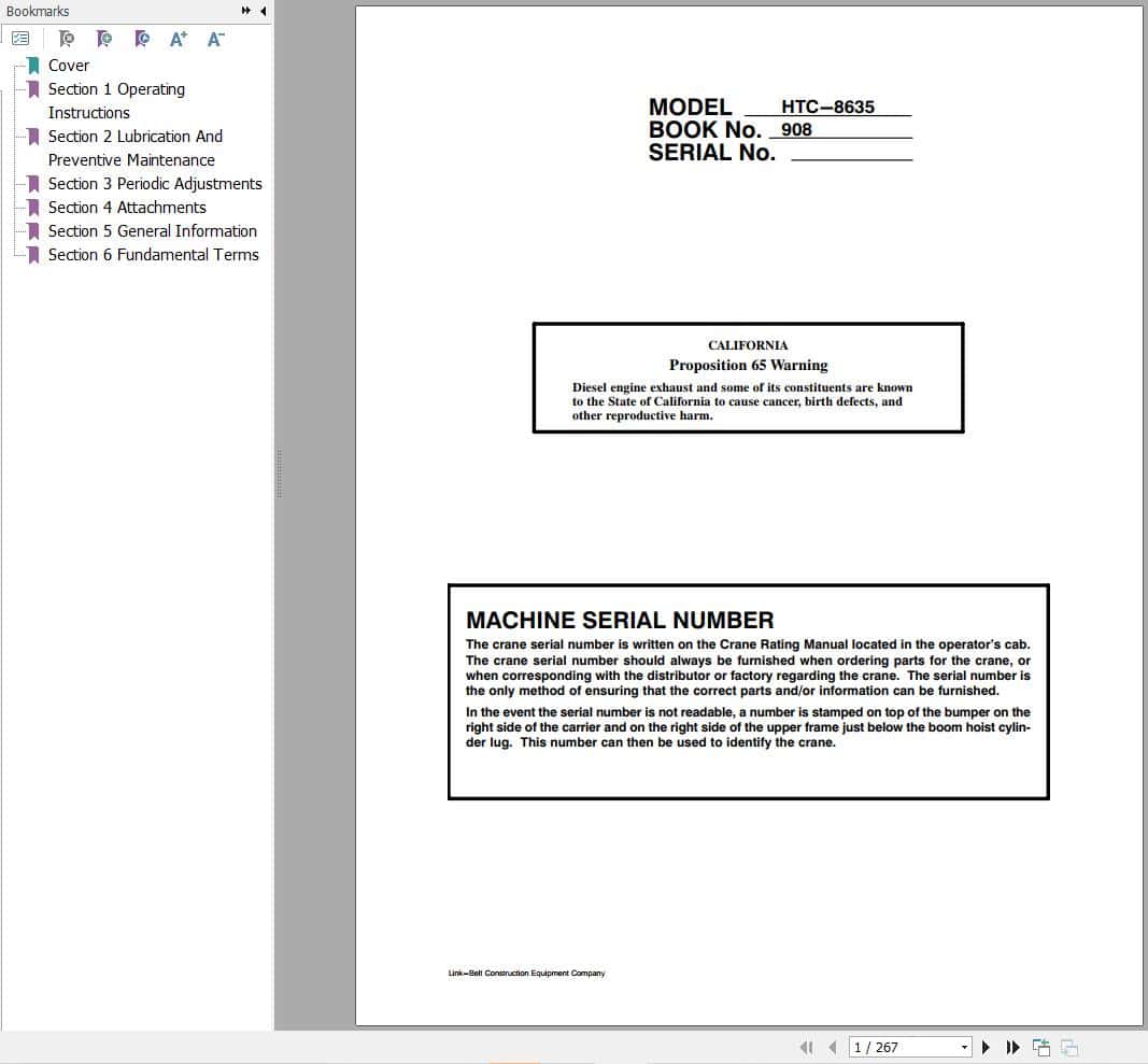 Link Belt Crane HTC 8640HL Operation Manual (1)