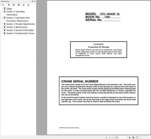 Link Belt Crane HTC 8640XP SL Operation Manual (1)