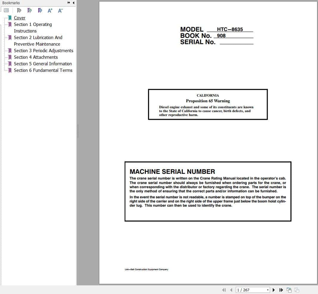 Link Belt Crane HTC 8640f Operation Manual (1)