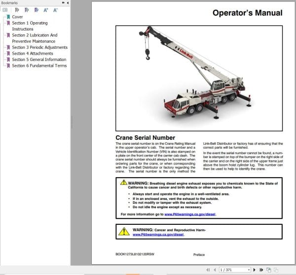 Link Belt Crane HTC 8645 II Operation Manual (1)