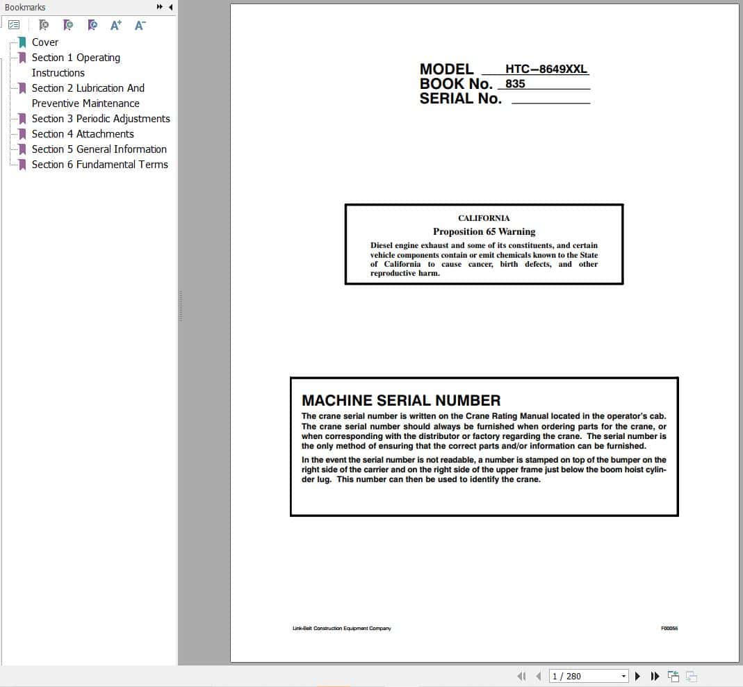 Link Belt Crane HTC 8649XXL Operation Manual (1)