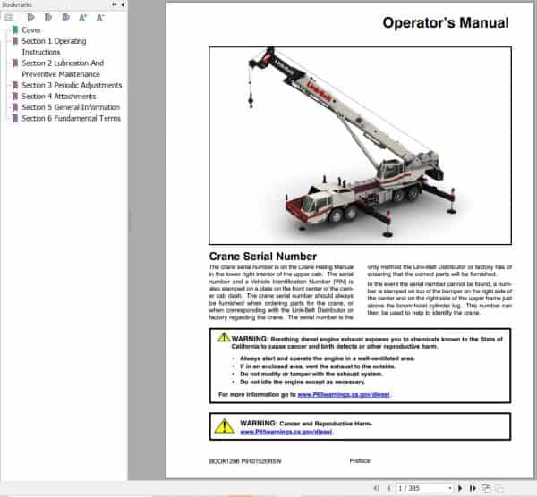 Link Belt Crane HTC 8650XL II Operation Manual (1)