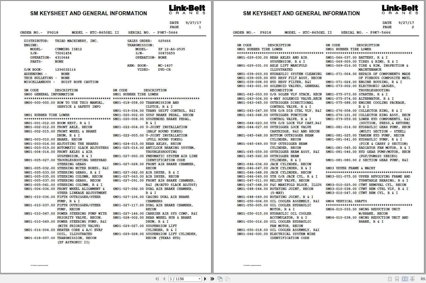 Link Belt Crane HTC 8650XL II Service Manual (1)