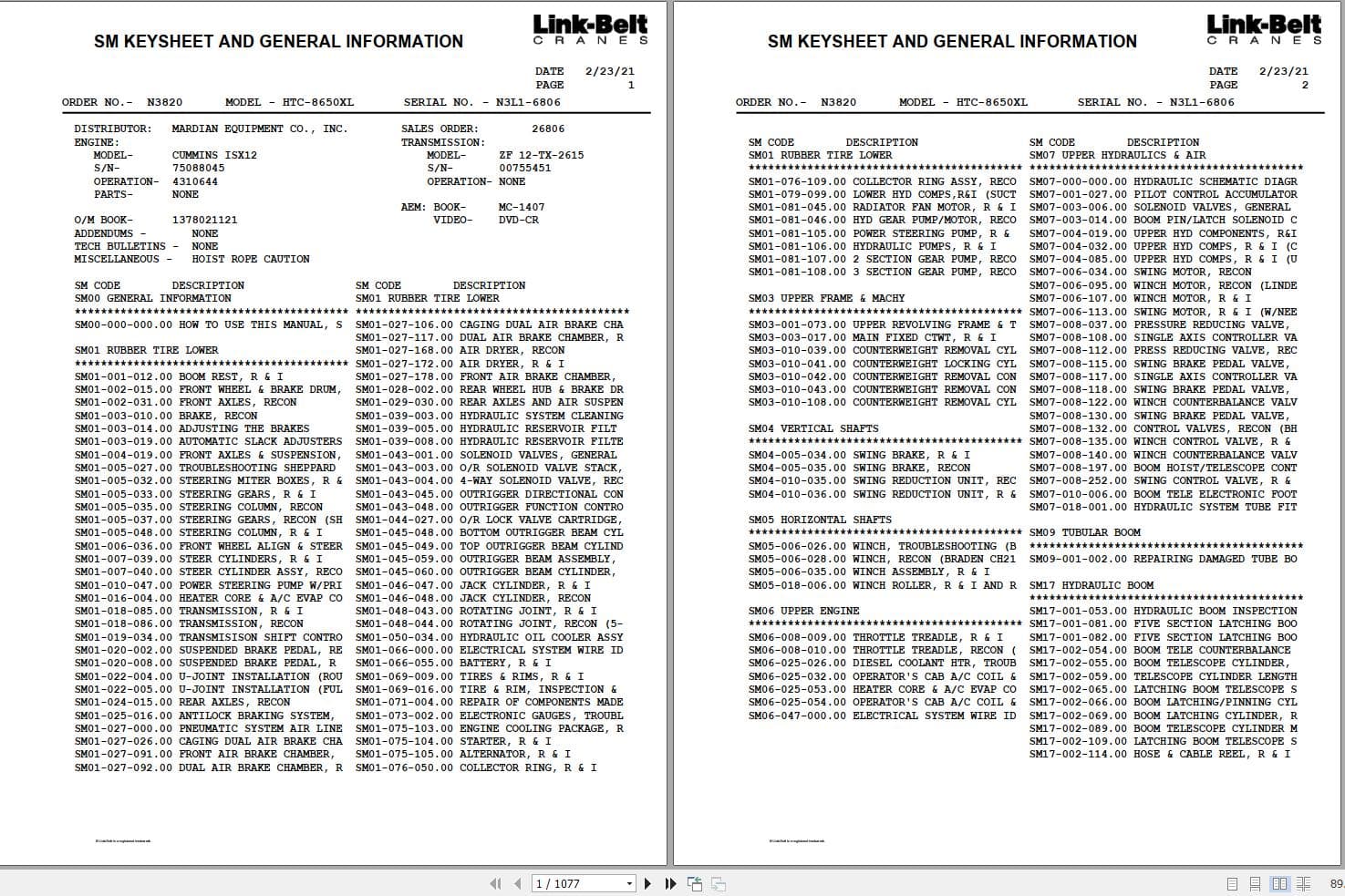 Link Belt Crane HTC 8650XL Service Manual (1)