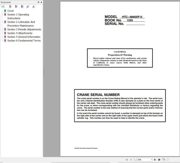 Link Belt Crane HTC 8660XP II Operation Manual (1)