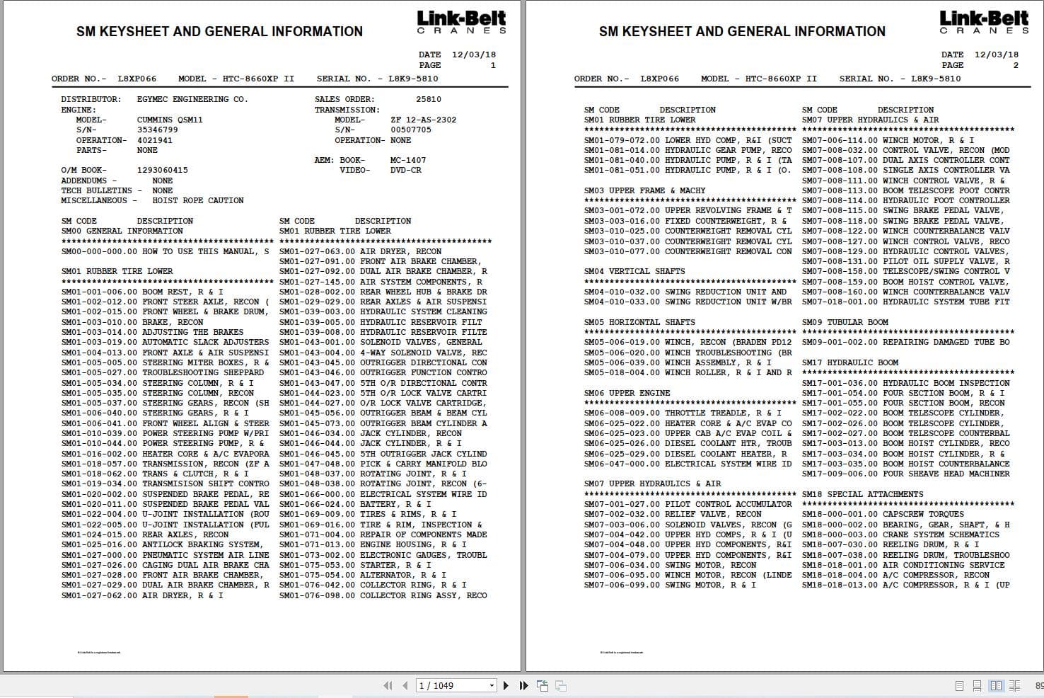 Link Belt Crane HTC 8660XP II Service Manual (1)
