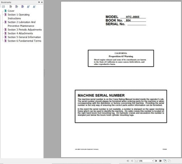 Link Belt Crane HTC 8665 Operation Manual (1)