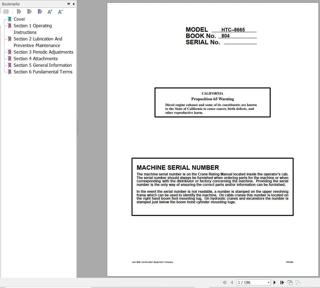 Link Belt Crane HTC 8665 Operation Manual (1)