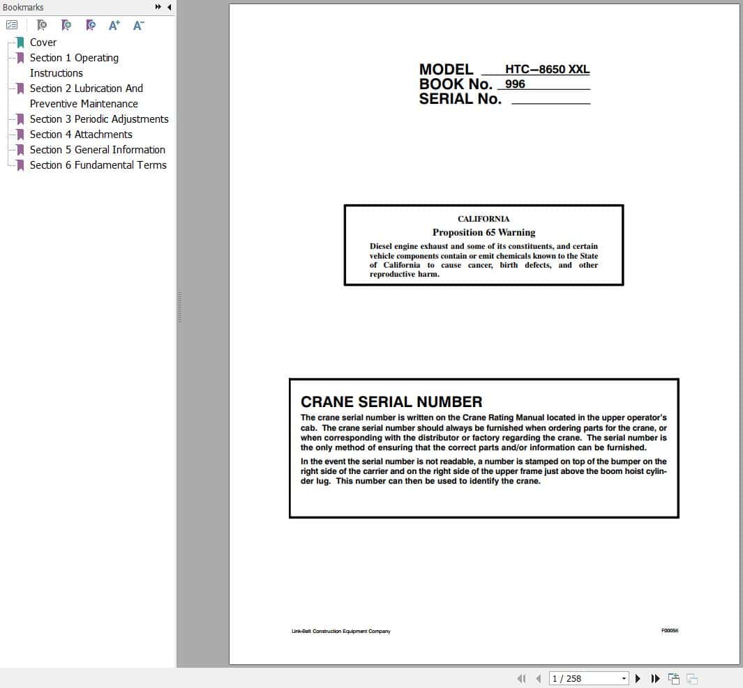 Link Belt Crane HTC 8665XL Operation Manual (1)