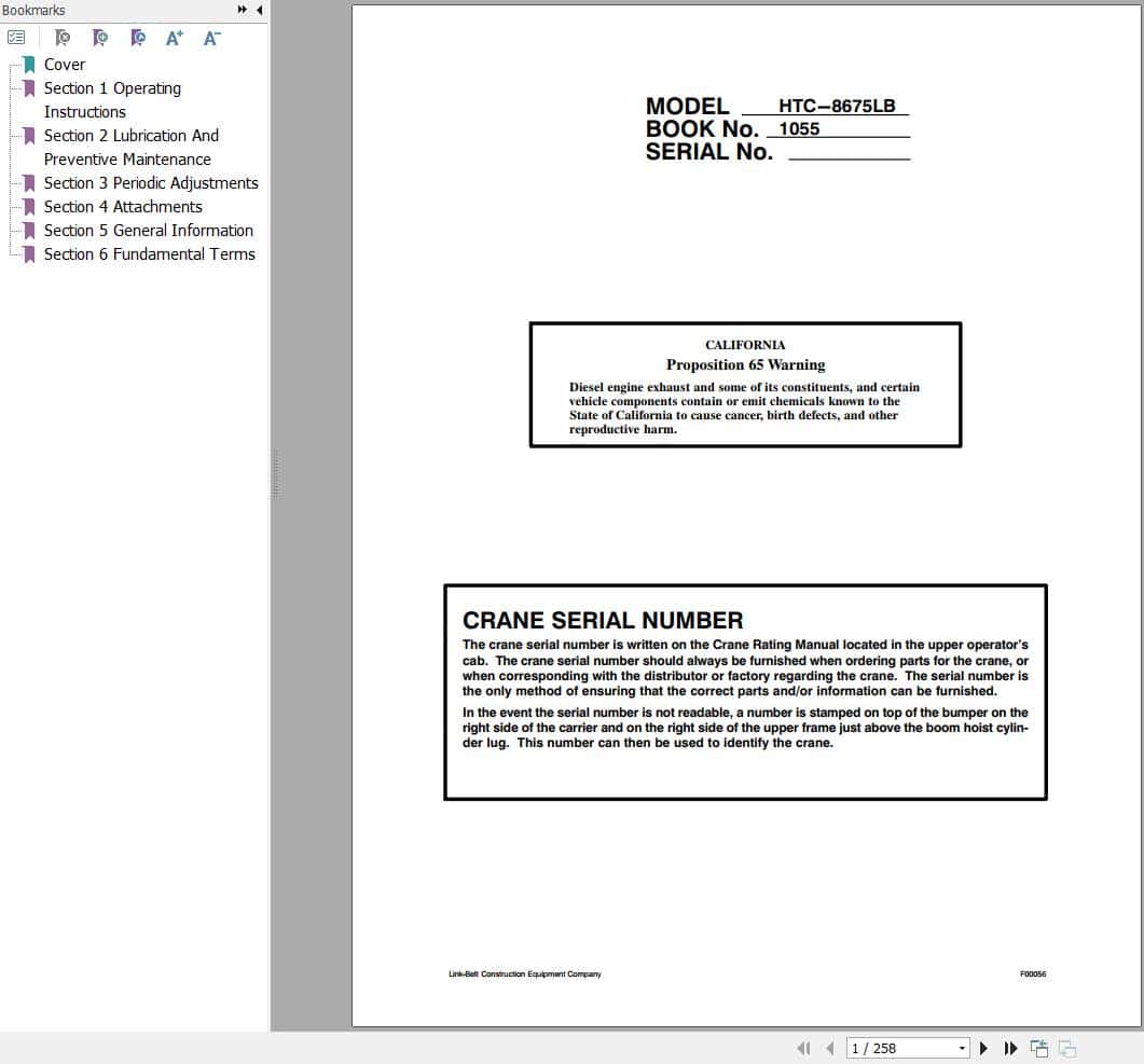 Link Belt Crane HTC 8665XLB Operation Manual (1)