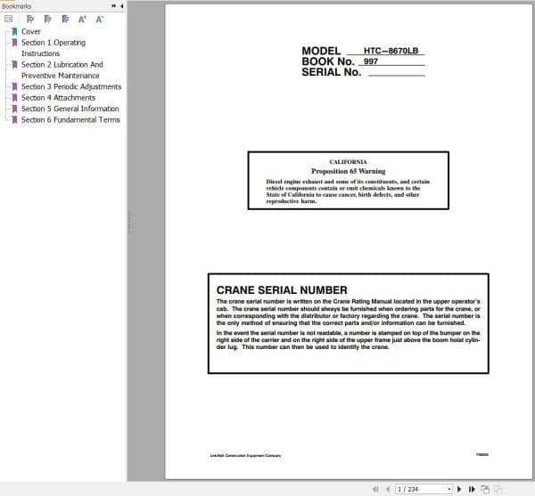 Link Belt Crane HTC 8670LB Operation Manual (1)