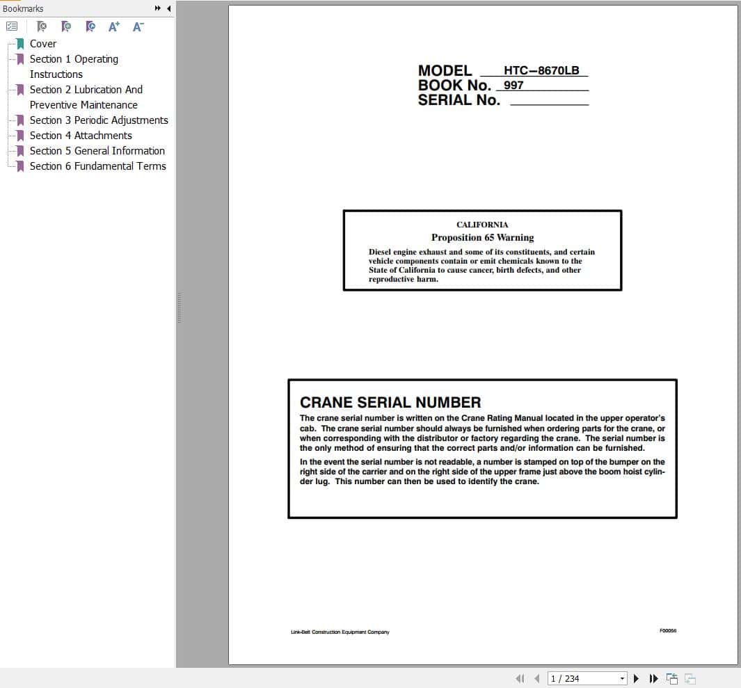 Link Belt Crane HTC 8670LB Operation Manual (1)