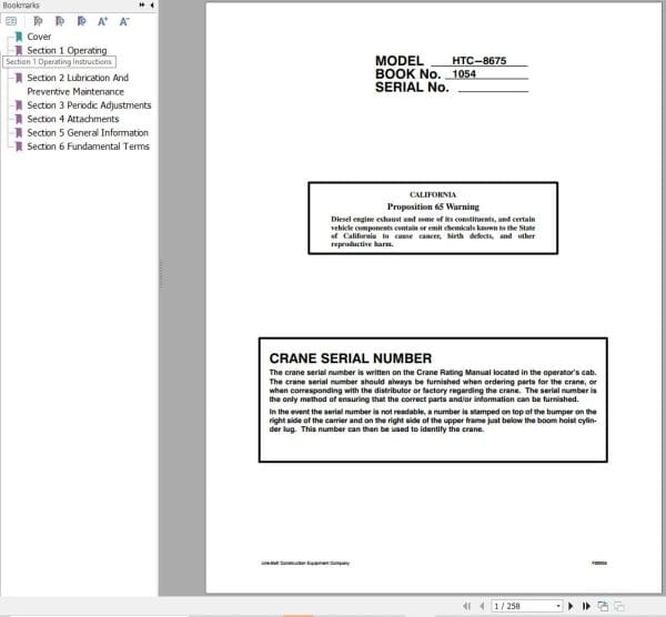 Link Belt Crane HTC 8675 Operation Manual (1)