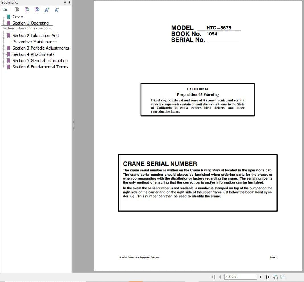 Link Belt Crane HTC 8675 Operation Manual (1)