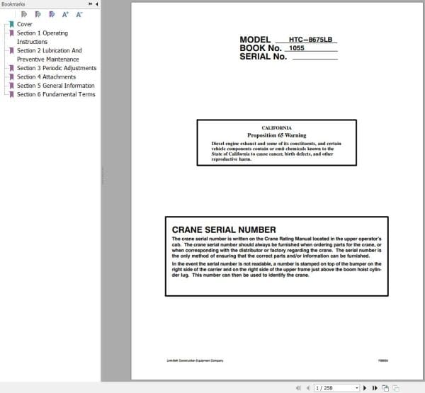 Link Belt Crane HTC 8675LB Operation Manual (1)