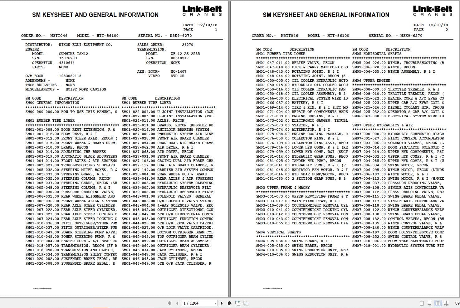 Link Belt Crane HTT 86100 Service Manual (1)