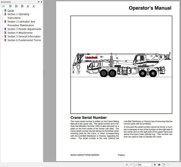 Link Belt Crane HTT 86100XP Operation Manual (1)