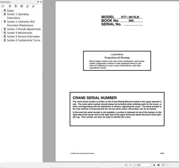 Link Belt Crane HTT 8650XXLB Operation Manual (1)