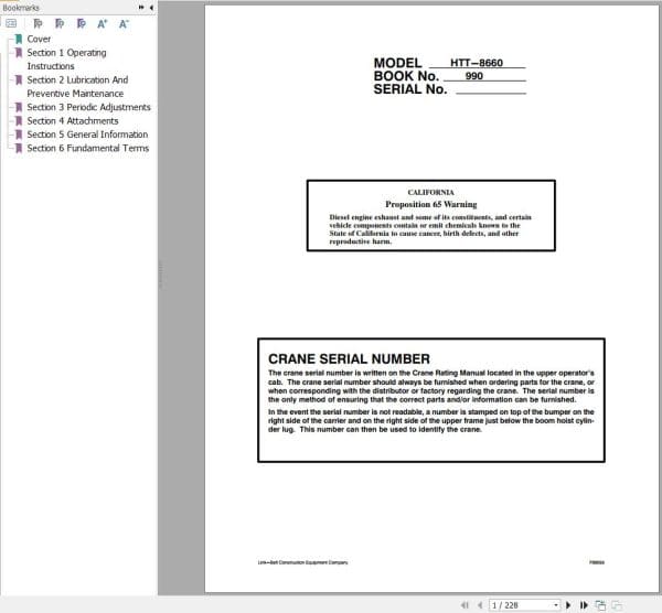 Link Belt Crane HTT 8660 Operation Manual (1)