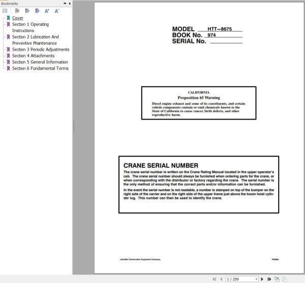 Link Belt Crane HTT 8670f Operation Manual (1)